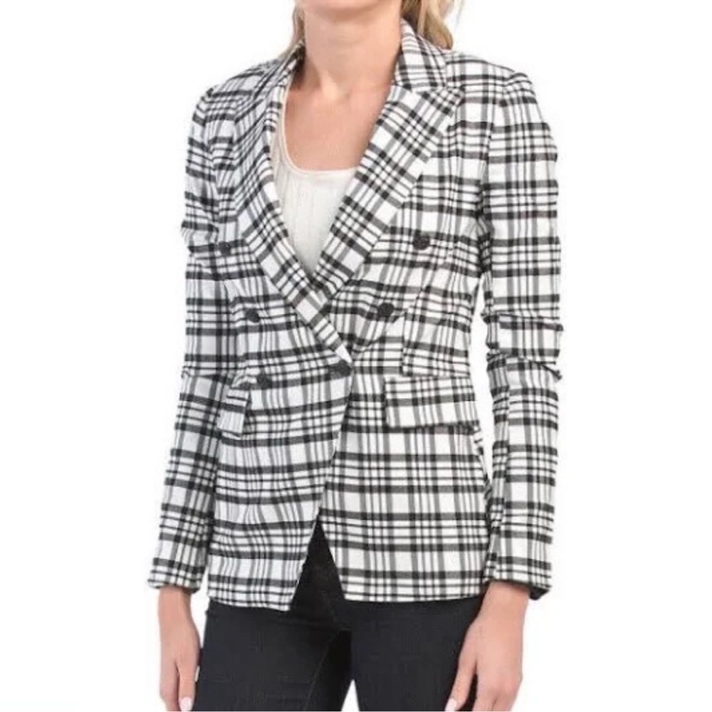 Anthropologie Maison d’ Amelie Paris Double Breasted Plaid Blazer Jacket NEW